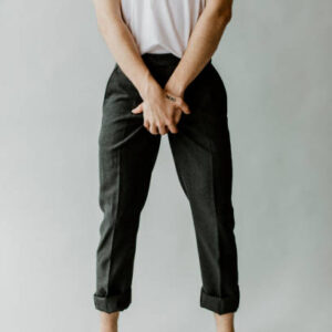 Casual man in a white t shirt and black pants